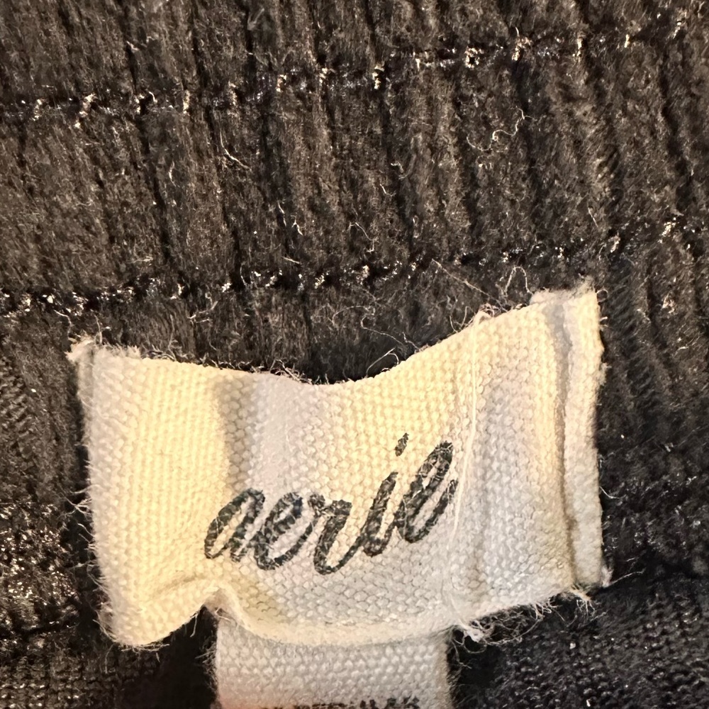 aerie Brand Black Flared Leg Corduroy Leggings - Picture 2 of 3
